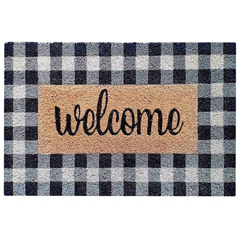 plaid welcome mat|More.